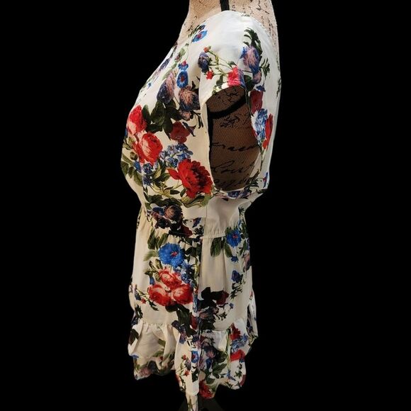 Ellison Mini Dress Womens SZ Med Floral Ruffle Bloomcore Colorful Feminine Short - Picture 4 of 4